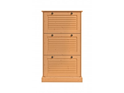 Sapateira em cera natural com toque acetinado de madeira com três portas basculantes / Coleção Mille